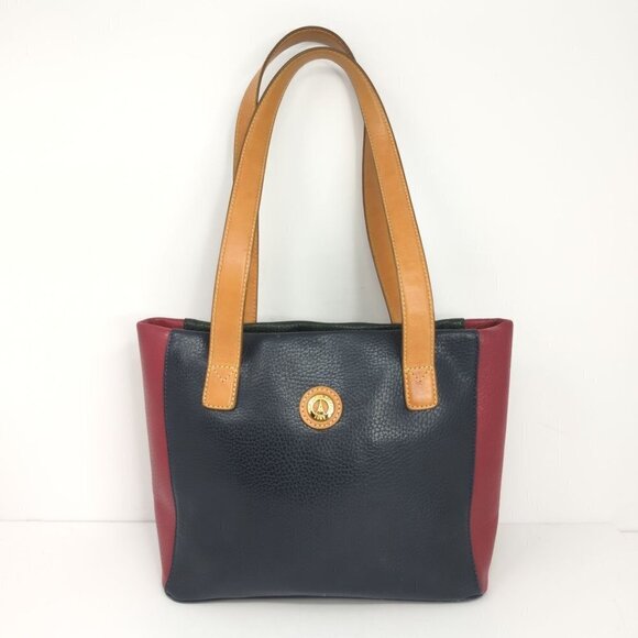 LA Tour Eiffel 1887 Red Green and Blue Pebbled Leather Handbag - Picture 1 of 14